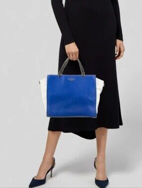 Kate Spade Bag, Leather, Colbalt Blue & White, Crossbody Strap
